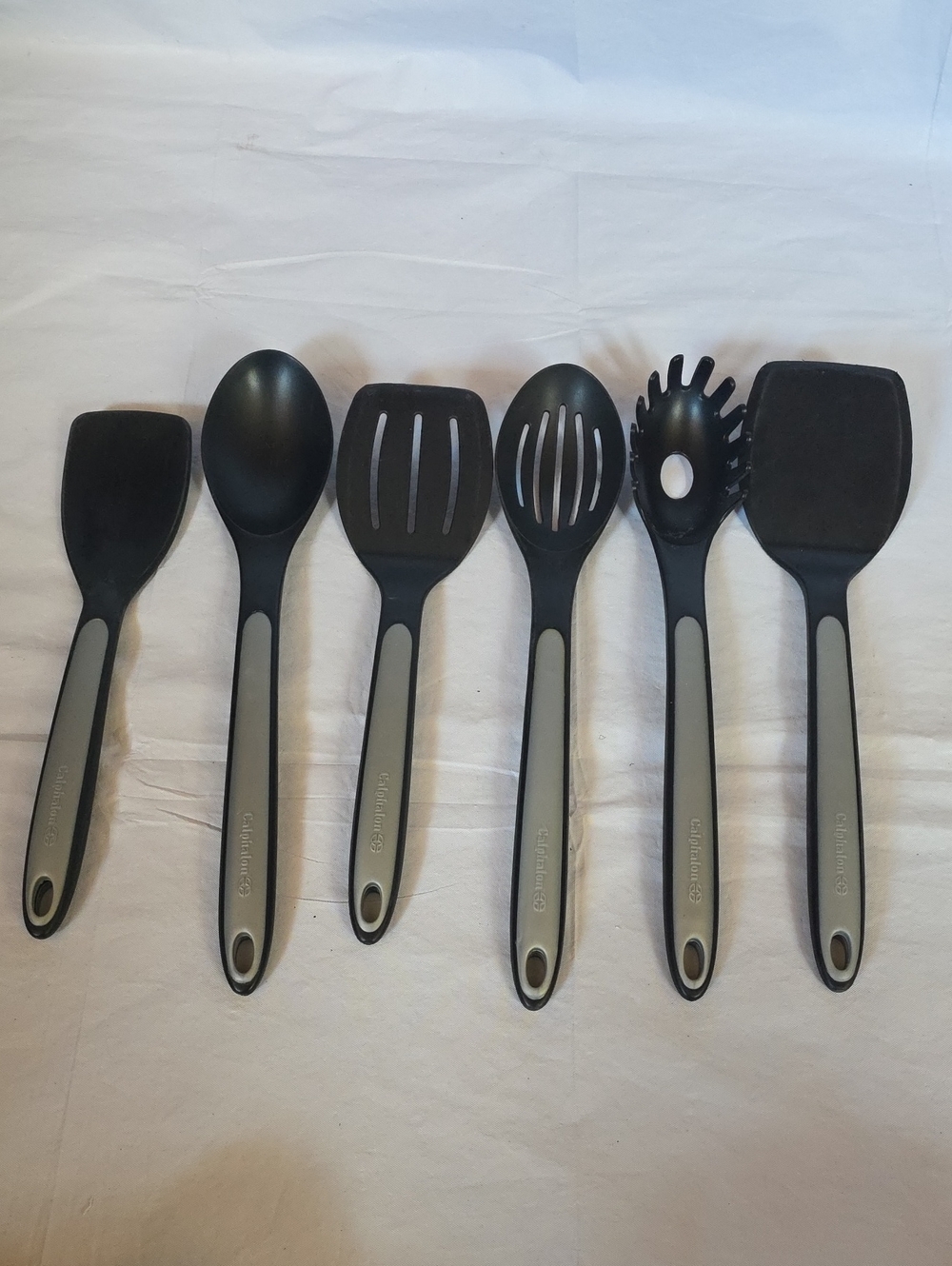 Calphalon‎ Set of 6 Cooking Utensils Spatulas Spoons Black Gray